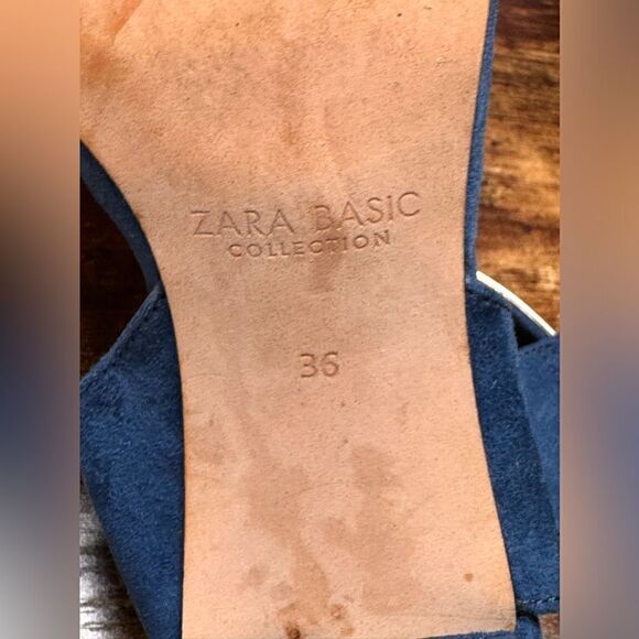 Zara Blue Suede Chunky Heels size 36eu (6us) - Picture 5 of 13